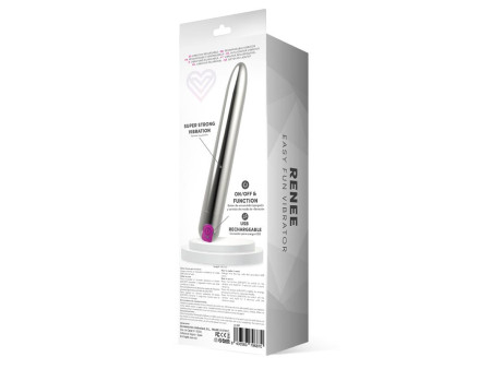 Renee Vibrador 10 Funciones 185 cm USB Plata Renee Vibrador 10 Funciones 185 cm USB Plata