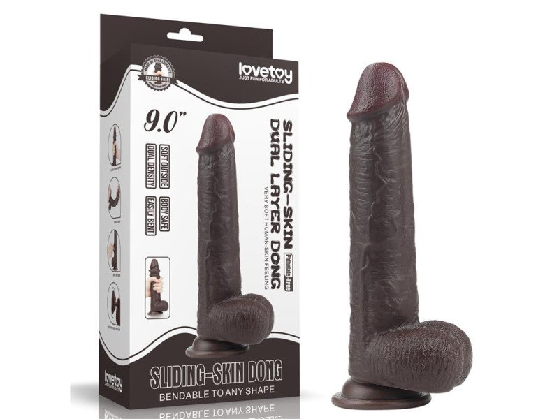 Dildo con Piel Retractil 9 Negro