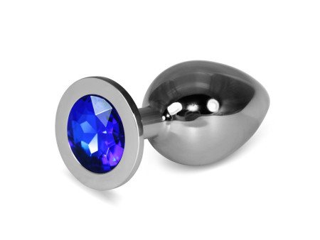 Plug Anal de Metal Rosebud Classic con Joya Azul Oscuro Talla L