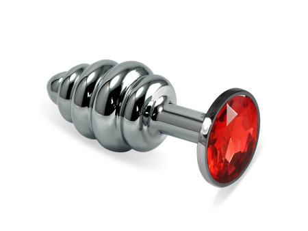 Plug Anal en Espiral Rosebud con Joya Rojo
