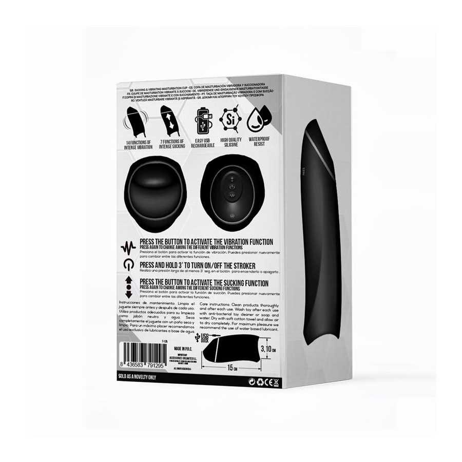 Evony Masturbador Masculino Sexo Oral Succion y Vibracion 2 Motores USB Silicona