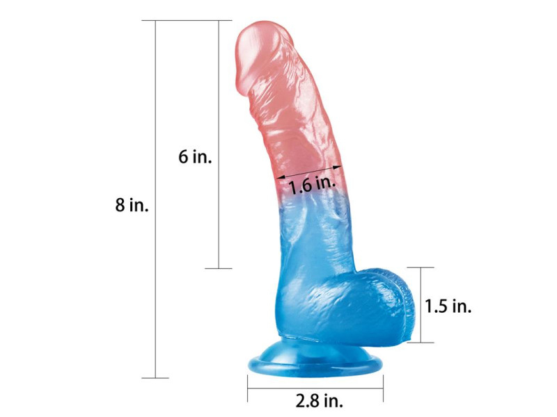Dildo Dazzle Studs 8 Rosa y Azul