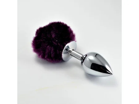 Plug Anal de Metal con Pompon Purpura Talla L