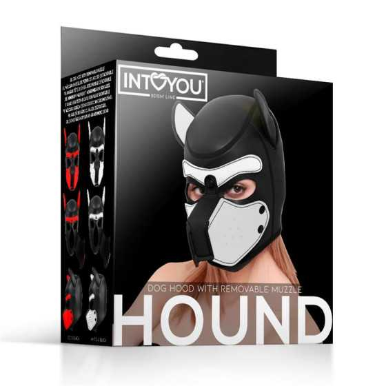 Hound Mascara de Perro Neopreno Hocido Extraible Negro Blanco Talla Unica