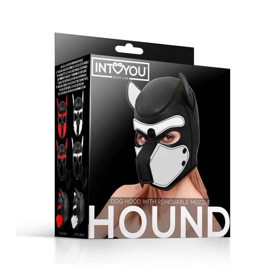 Hound Mascara de Perro Neopreno Hocido Extraible Negro Blanco Talla Unica