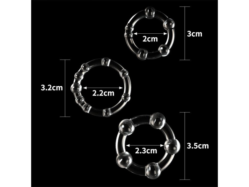 Pack de 3 Anillos para el Pene Power Plus Triple Transparentes