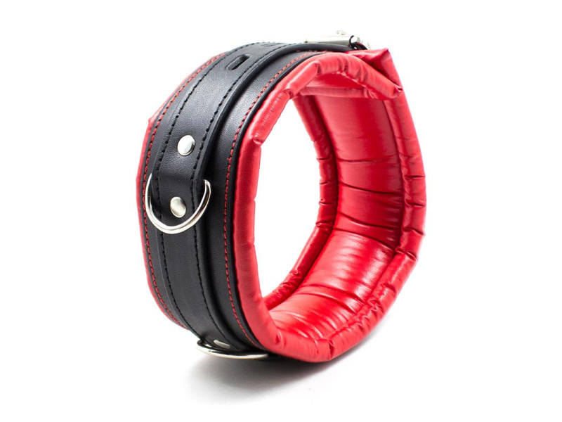 Collar con Correa de Metal e Interior Acolchado Negro Rojo