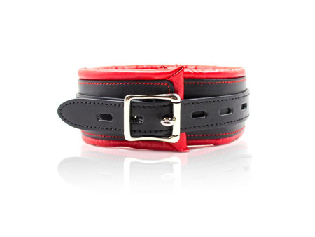 Collar con Correa de Metal e Interior Acolchado Negro Rojo