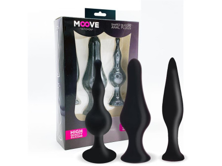 Set 3 Plugs Anal Silicona Negro