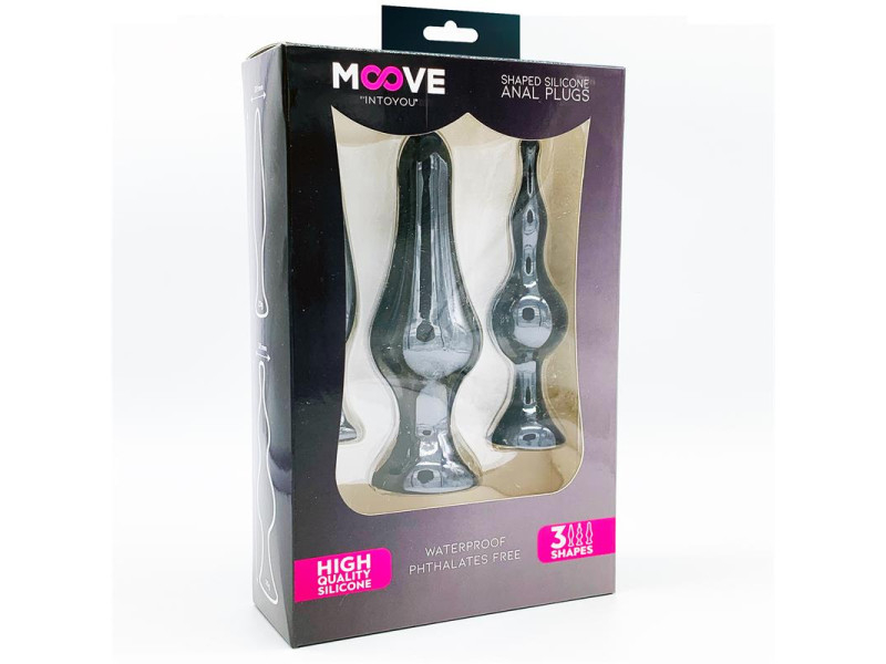 Set 3 Plugs Anal Silicona Negro