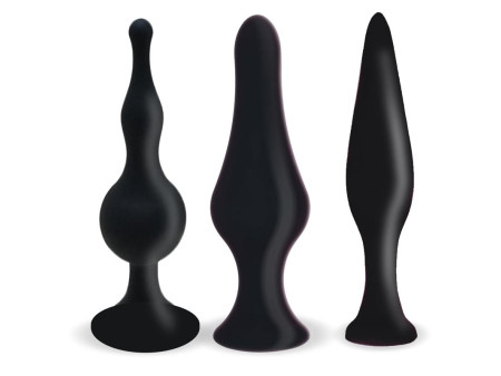Set 3 Plugs Anal Silicona Negro