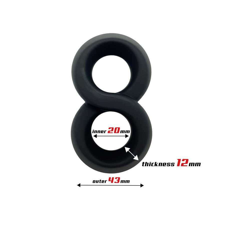 Anillo Doble para el Pene 100 Silicona Liquida 2 cm Negro