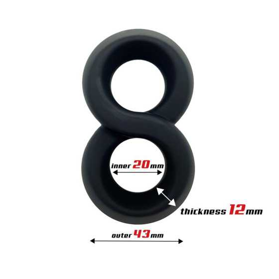 Anillo Doble para el Pene 100 Silicona Liquida 2 cm Negro