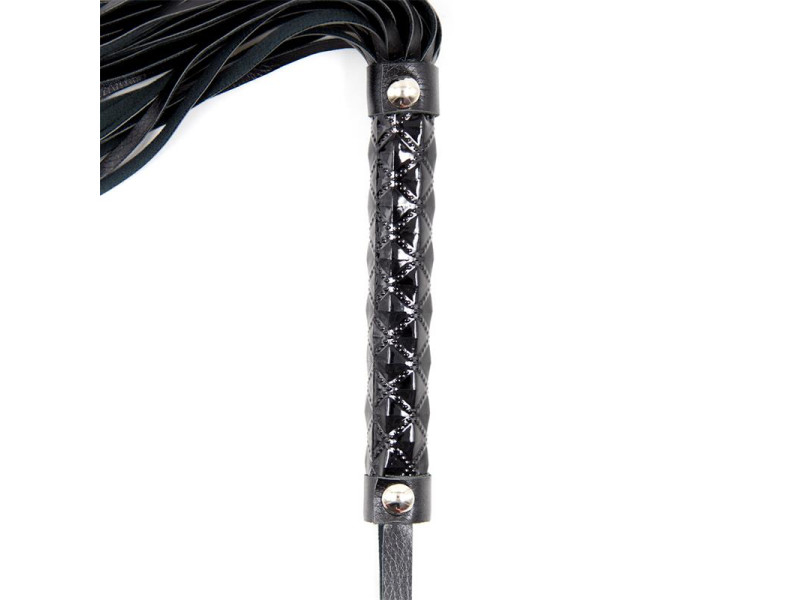 Flogger Patron de Diamante y Mango de Metal 39 cm Negro