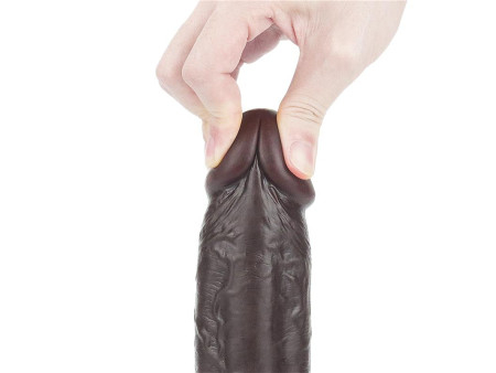 Dildo con Piel Retractil 9 Negro Dildo con Piel Retractil 9 Negro