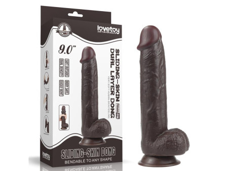 Dildo con Piel Retractil 9 Negro Dildo con Piel Retractil 9 Negro