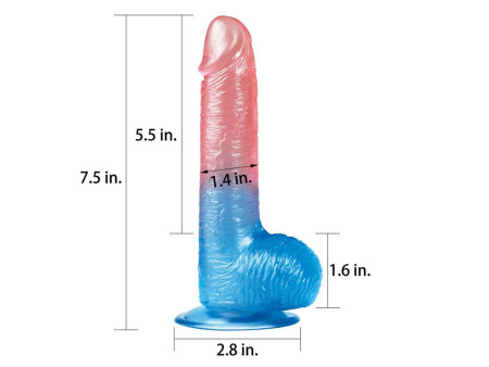 Dildo Dazzle Studs 75 Rosa y Azul