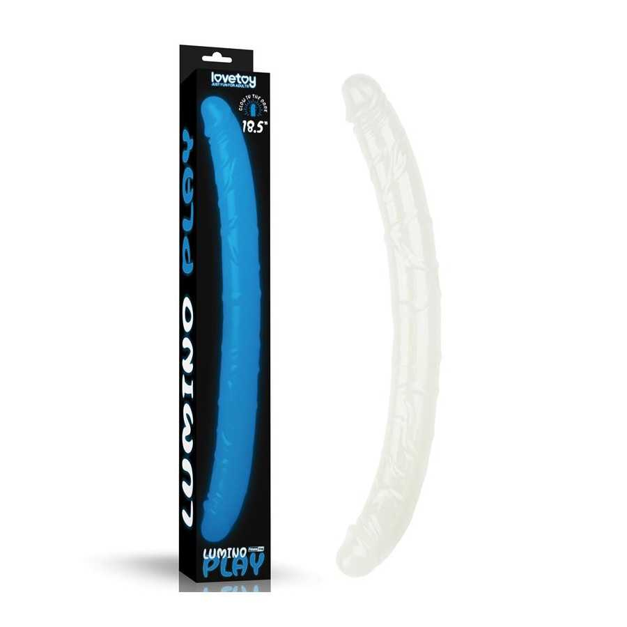 Dildo Doble Lumino Luz Azul 185