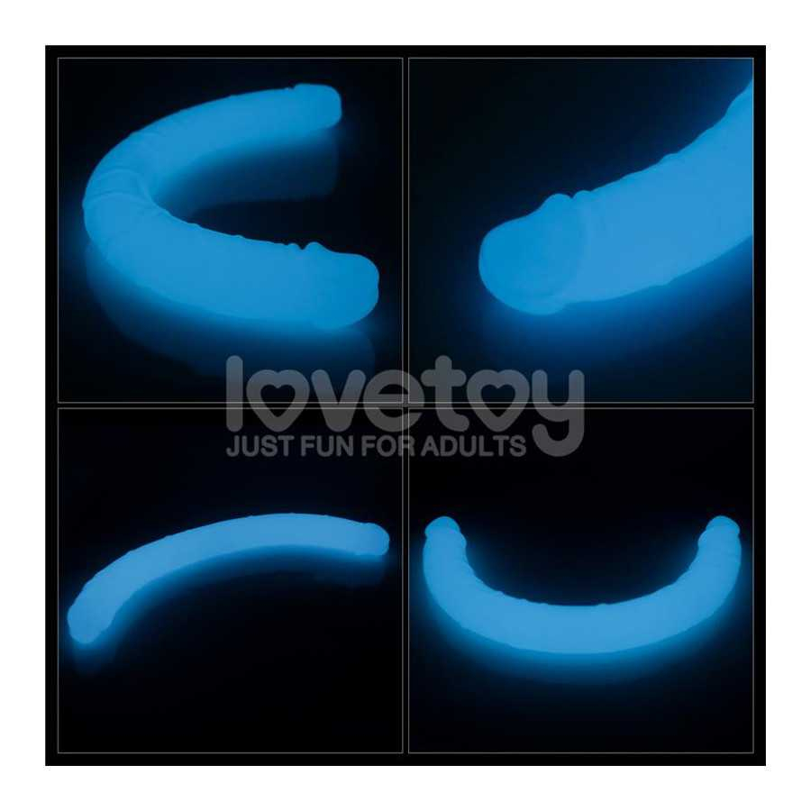 Dildo Doble Lumino Luz Azul 185