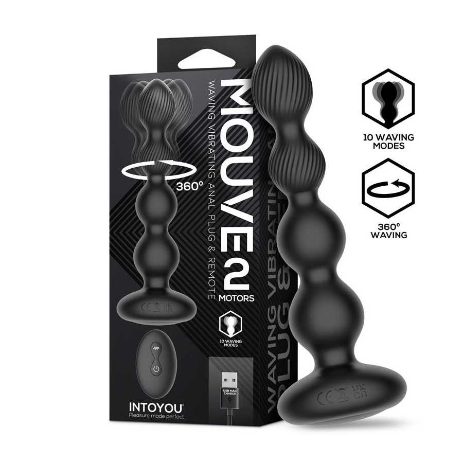 Mouve Plug Anal con Waving y Vibracion con Control Remoto 2 Motores