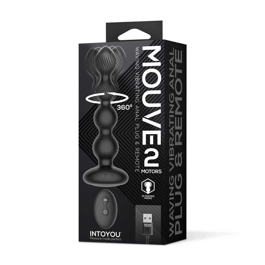 Mouve Plug Anal con Waving y Vibracion con Control Remoto 2 Motores