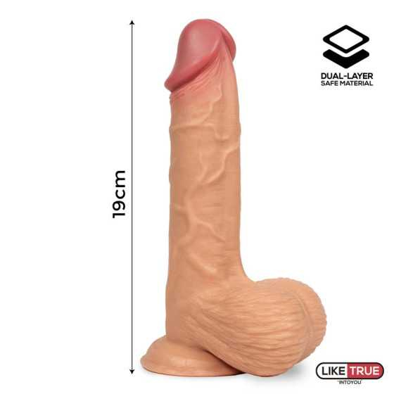 Fentok Dildo Realista Testiculos Completos Dual Layer Retractil 75