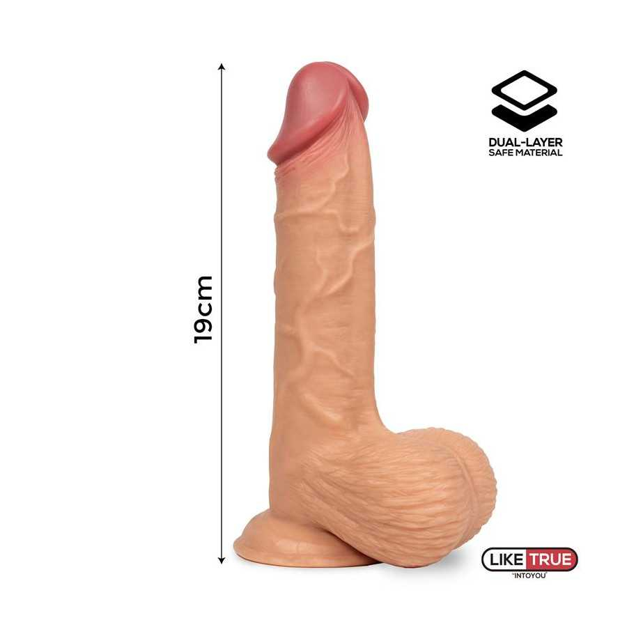 Fentok Dildo Realista Testiculos Completos Dual Layer Retractil 75