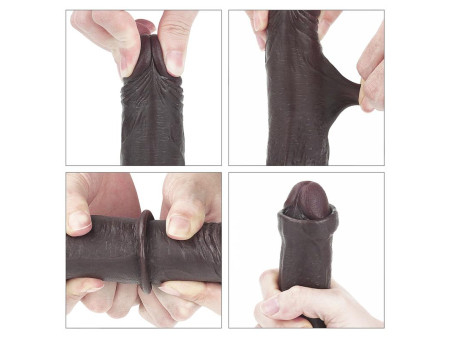 Dildo con Piel Retractil 7 Negro