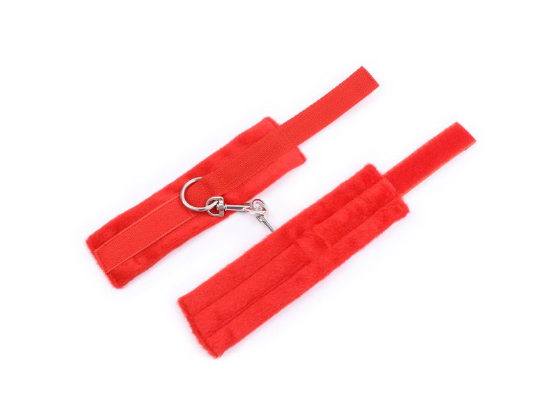 Esposas de Tela con Velcro para Munecas con Pelo Largo Rojo
