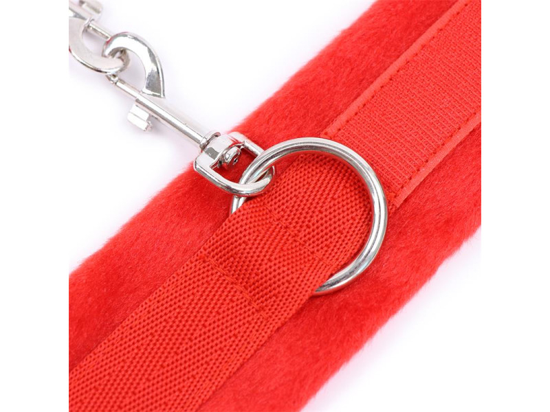 Esposas de Tela con Velcro para Munecas con Pelo Largo Rojo