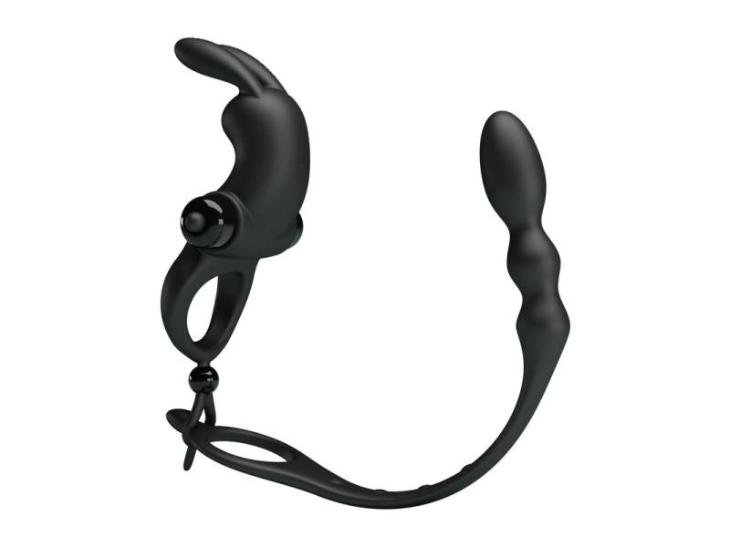 Anillo Vibrador con Cadena Anal Desmontable