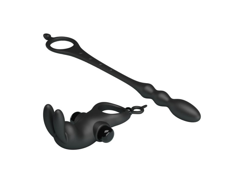 Anillo Vibrador con Cadena Anal Desmontable