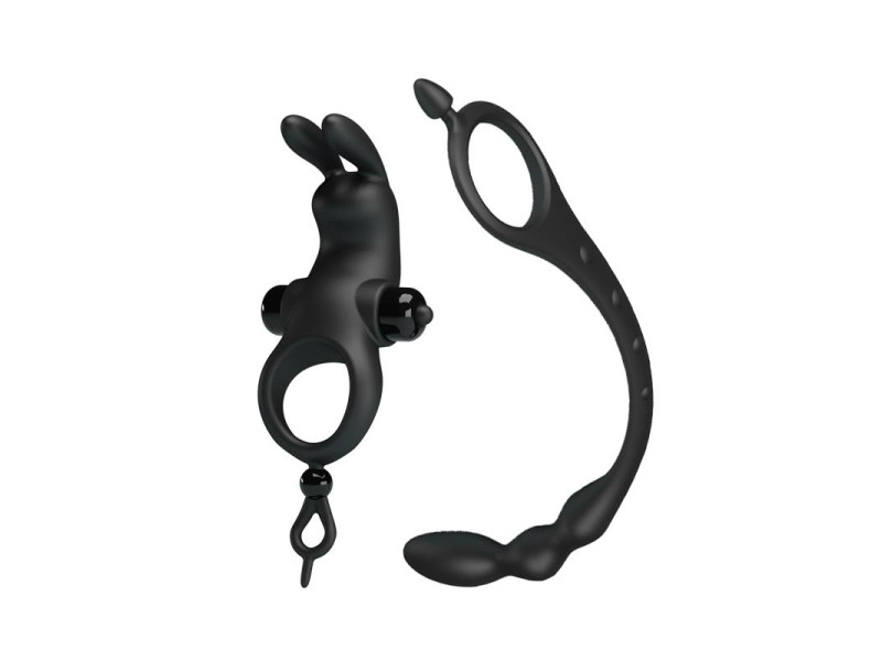 Anillo Vibrador con Cadena Anal Desmontable