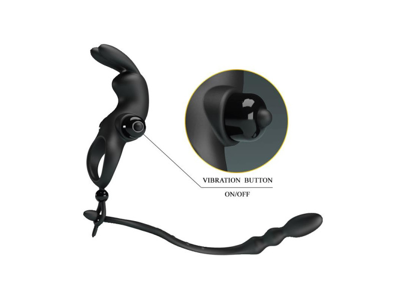 Anillo Vibrador con Cadena Anal Desmontable