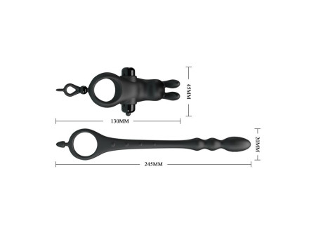 Anillo Vibrador con Cadena Anal Desmontable