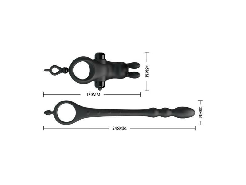 Anillo Vibrador con Cadena Anal Desmontable