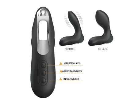 Estimlador Anal Inflable Leonard Silicona USB Negro