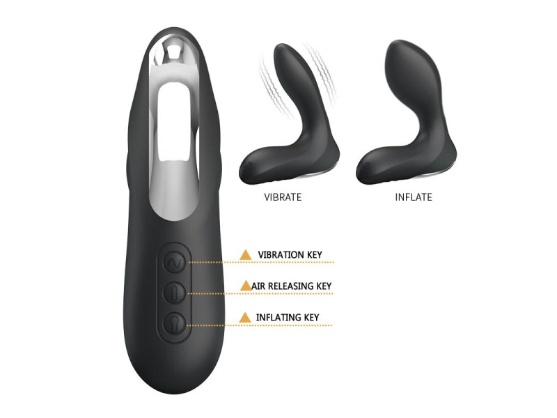 Estimlador Anal Inflable Leonard Silicona USB Negro
