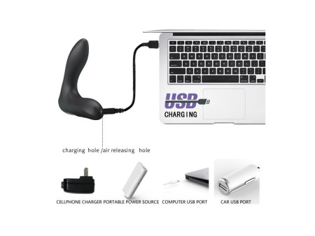 Estimlador Anal Inflable Leonard Silicona USB Negro