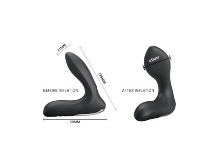 Estimlador Anal Inflable Leonard Silicona USB Negro