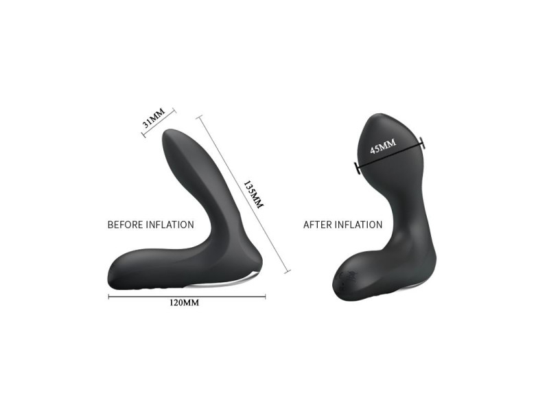 Estimlador Anal Inflable Leonard Silicona USB Negro