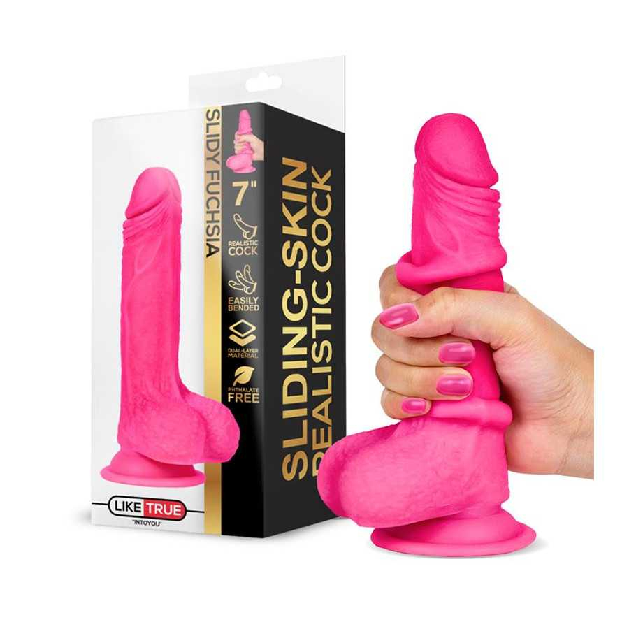 Slidy Dildo Realista Dual Layer Retractil y Orientable 7