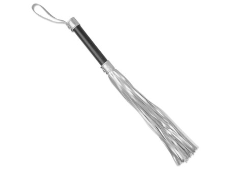 Flogger Cuero Sintetico Plateado y Negro