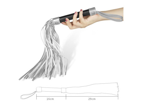 Flogger Cuero Sintetico Plateado y Negro
