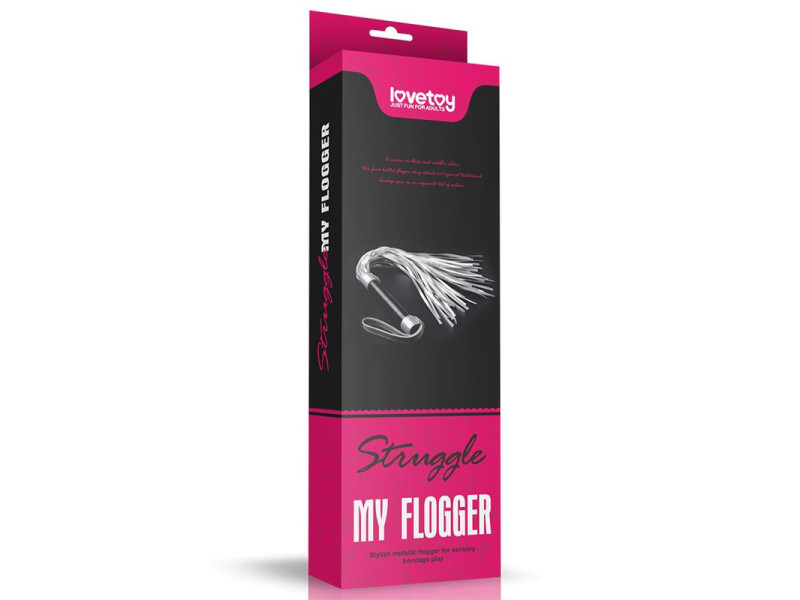 Flogger Cuero Sintetico Plateado y Negro