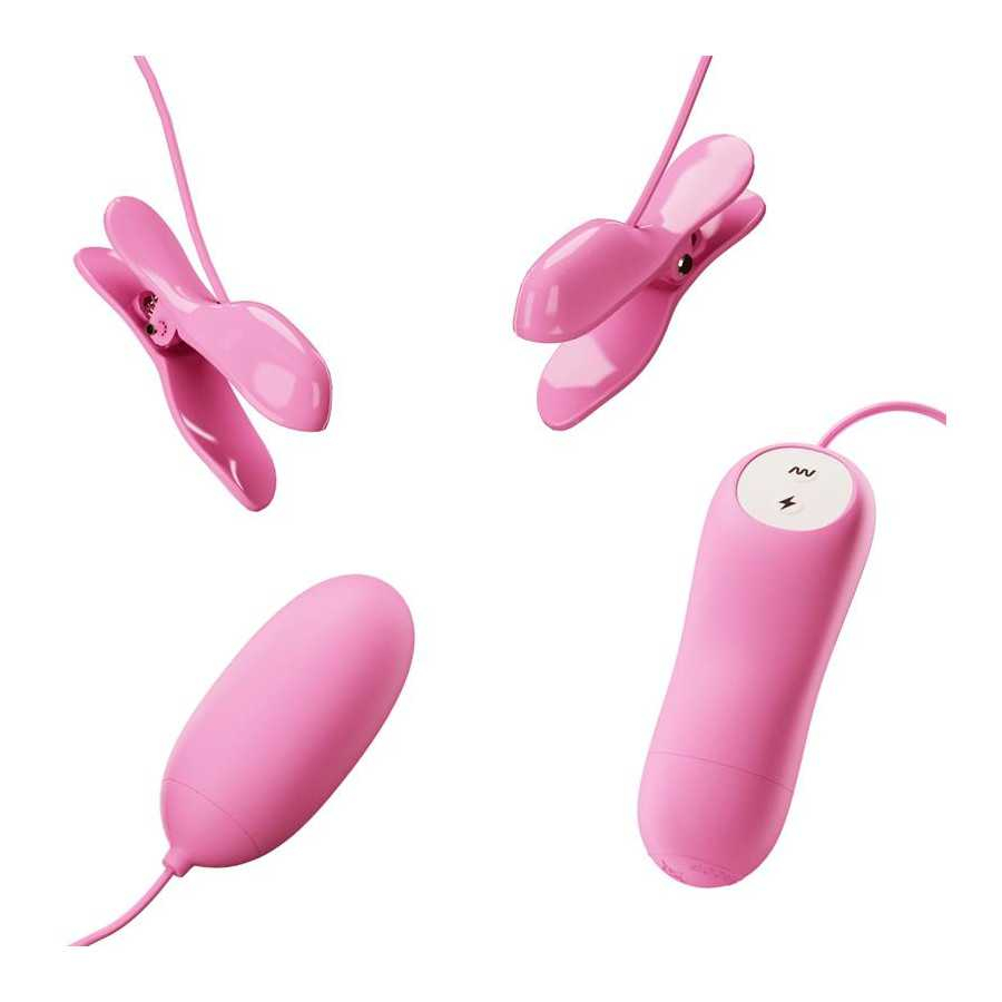 Pinzas para Pezones y Huevo Vibrador con Electro shock