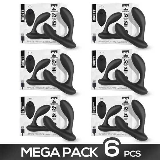 Pack de 6 Brett Masajeador Prostatico Control Remoto USB Silicona