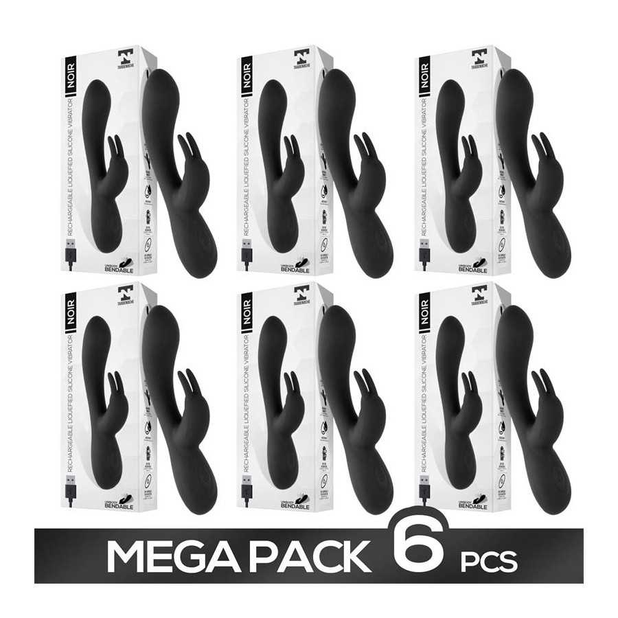Pack de 6 Noir Vibrador Silicona Liquida Inyectada 2 Motores USB