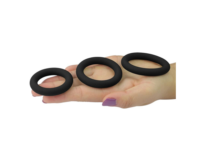 Pack de 3 Anillos para el Pene Power Plus Negro