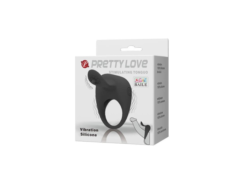 Pretty Love Anillo Vibrador Tonguo Negro